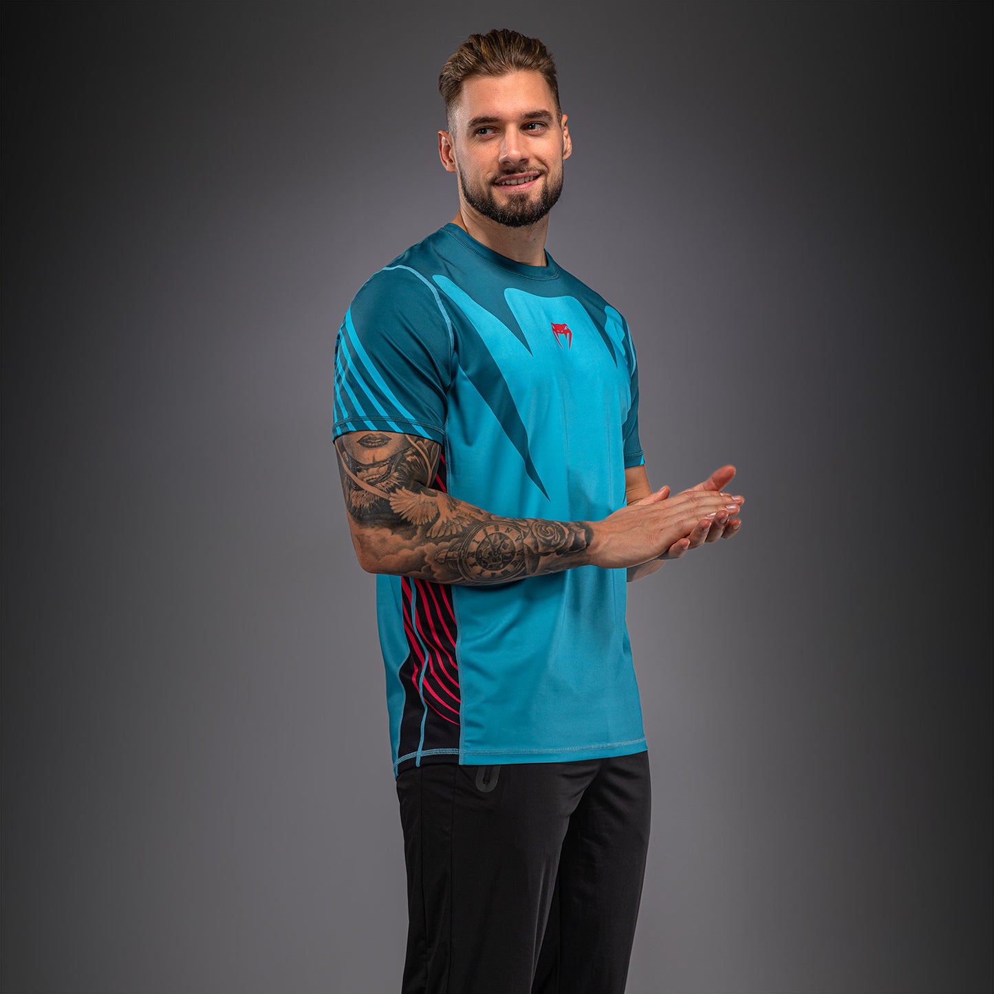 Venum Attack Camiseta Dry Tech – Turquesa/Rojo