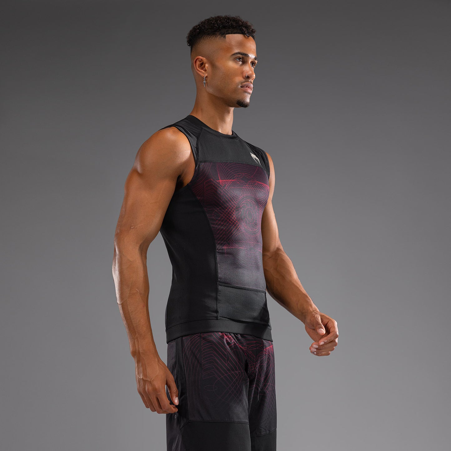 Venum G-Fit Air Rashguard sin Mangas para Hombre - Negro Profundo/Rojo Fuego