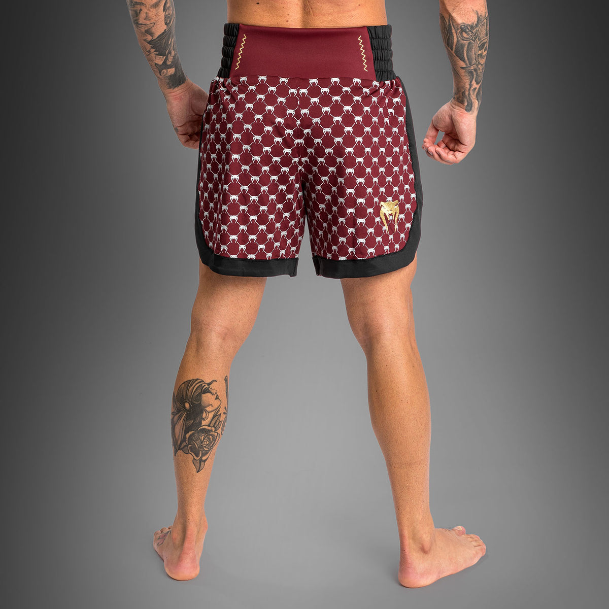 Shorts de Boxeo Venum Monogram - Negro/Borgoña
