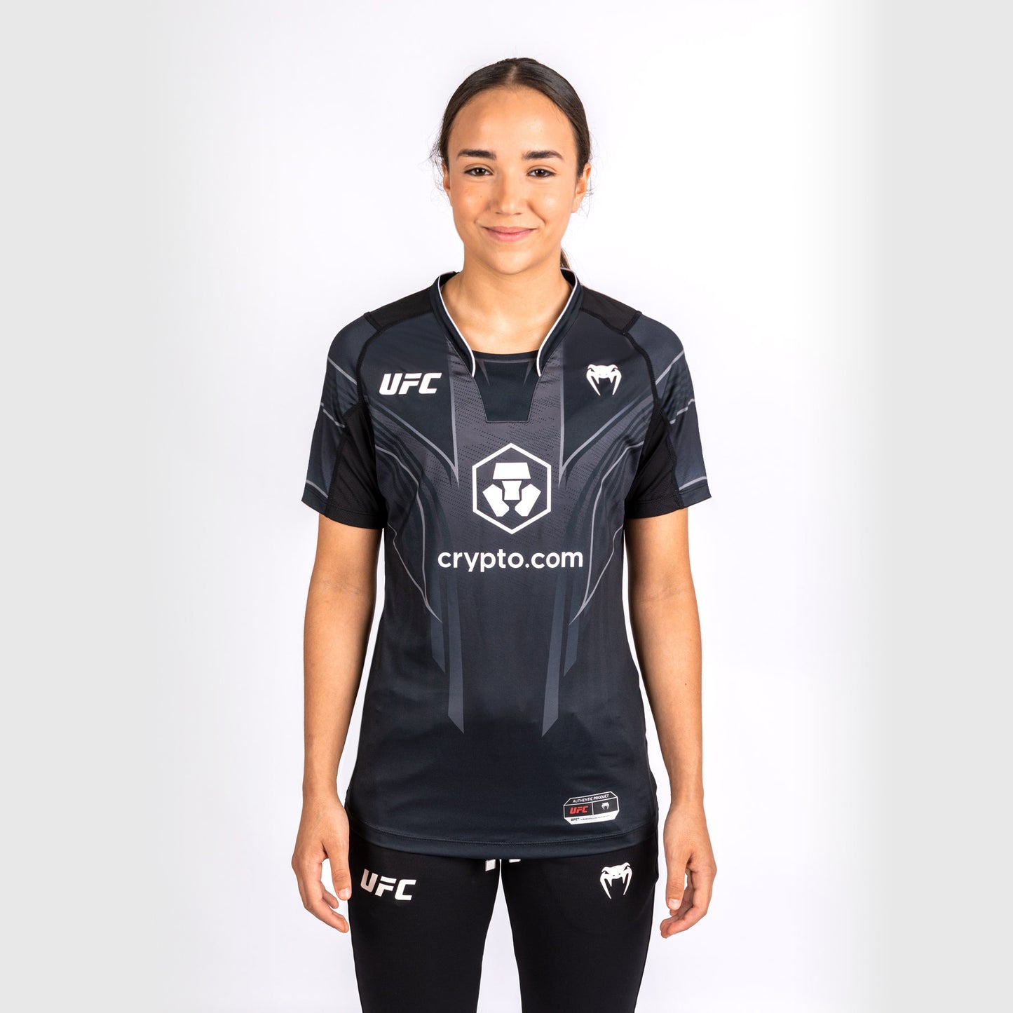 Camiseta UFC Venum Personalizada Auténtica Fight Night 2.0 Mujer - Negra
