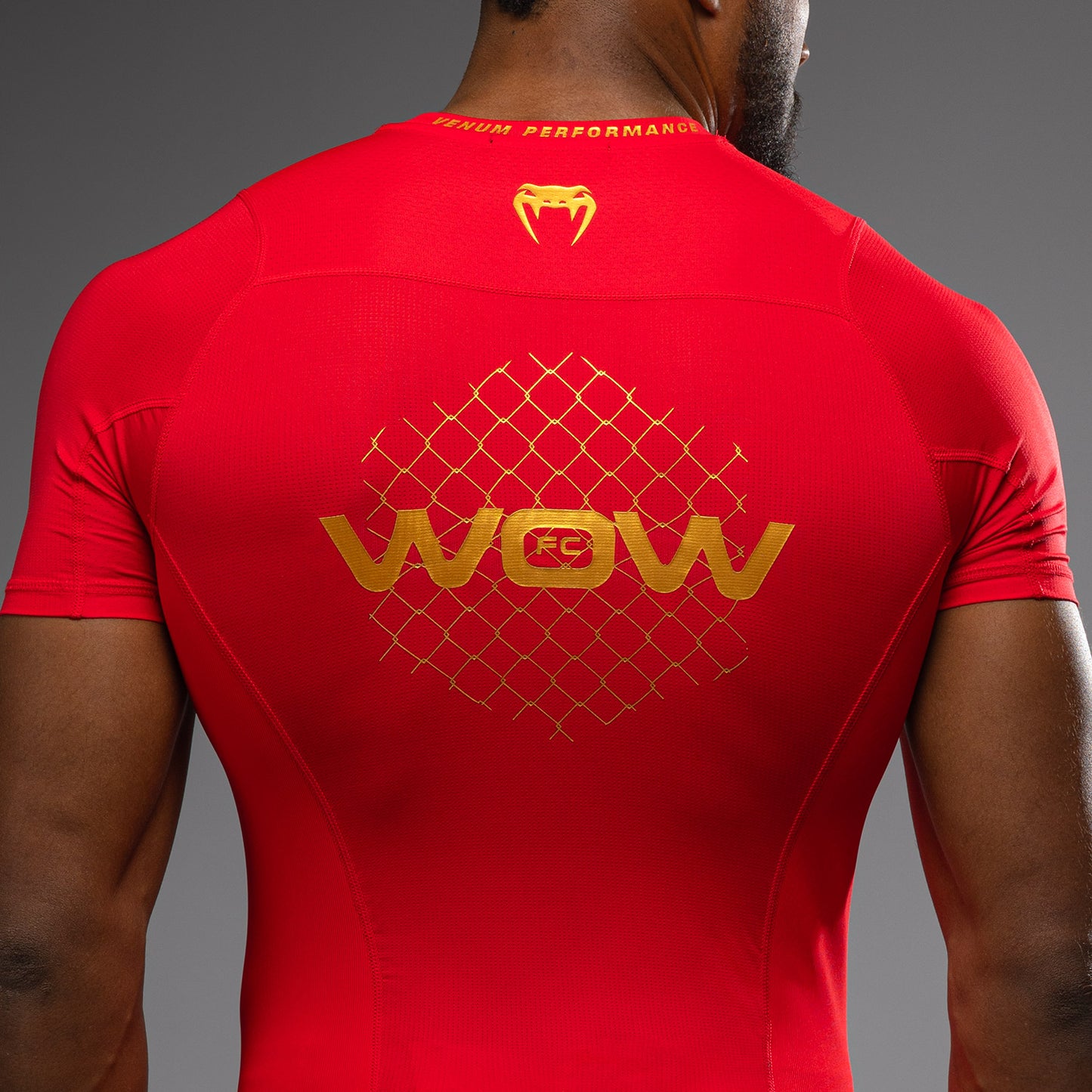 Venum x WOW FC Camiseta de Manga Corta Rashguard - Fury Red/Gold