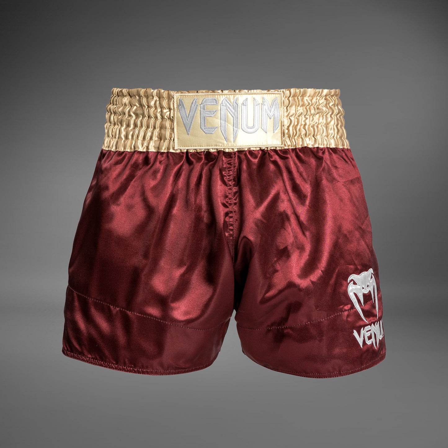 Venum Classic Pantalón corto de muay thai - Borgoña/Dorado/Blanco