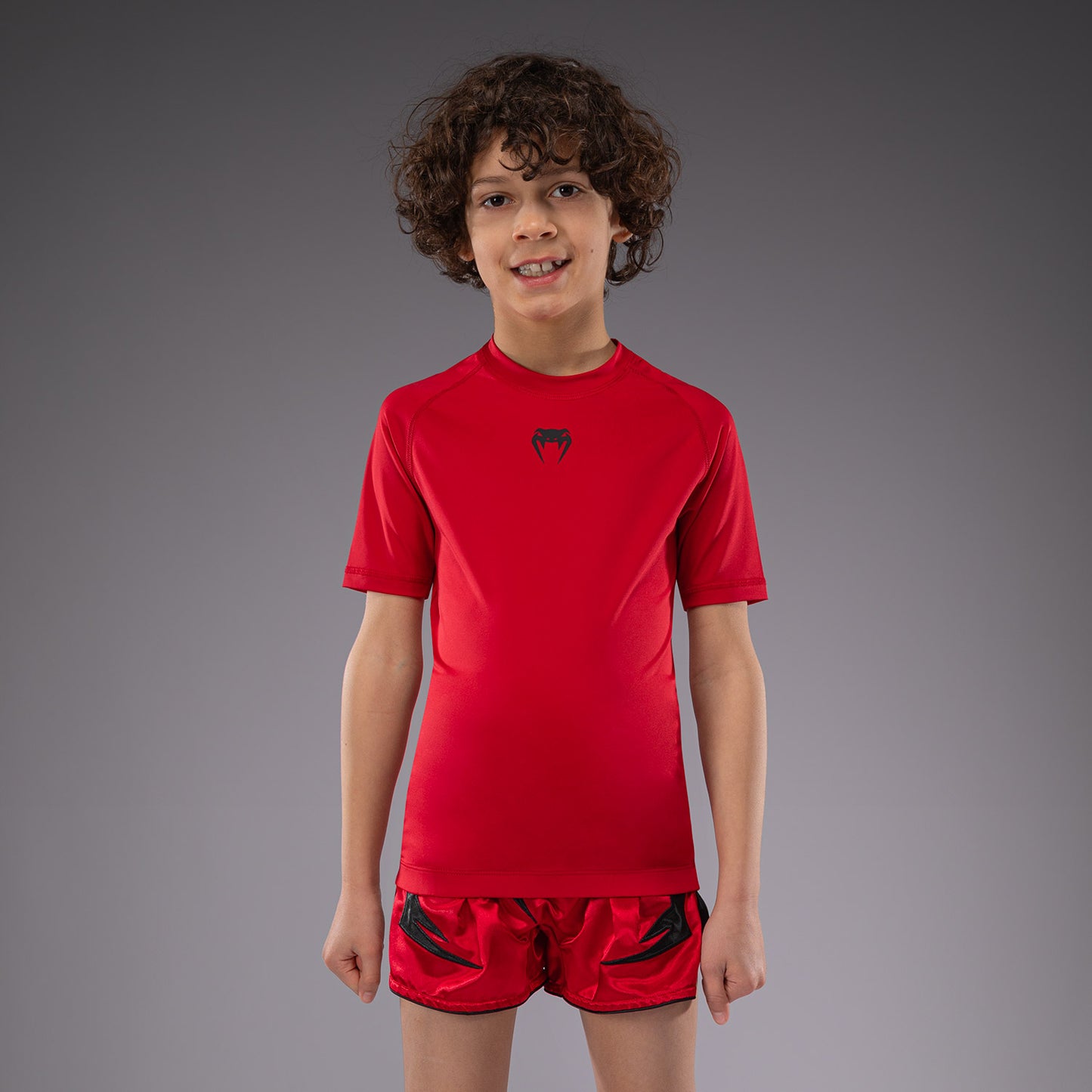 Venum Contender Rashguards de Mangas Cortas para Niños - Rojo Cereza