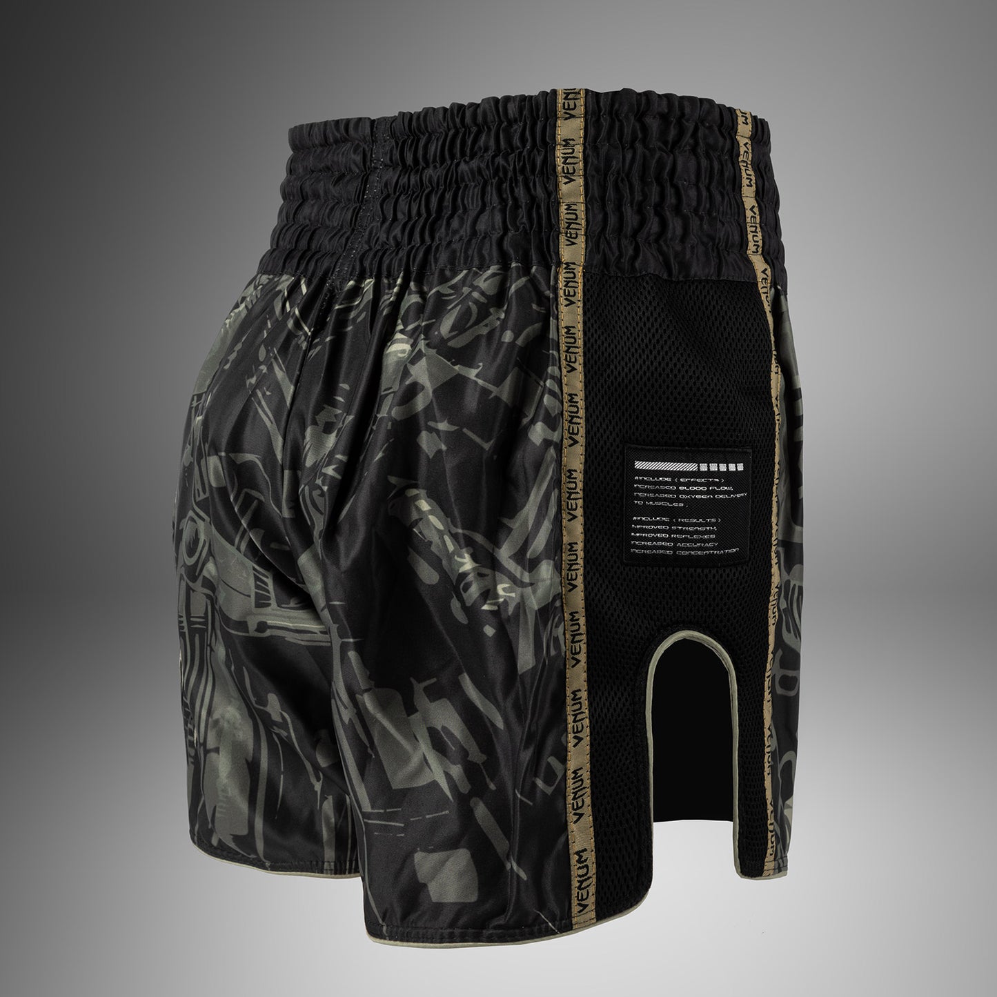 Venum Invader Pantalones Cortos de Muay Thai - Negro/Sand