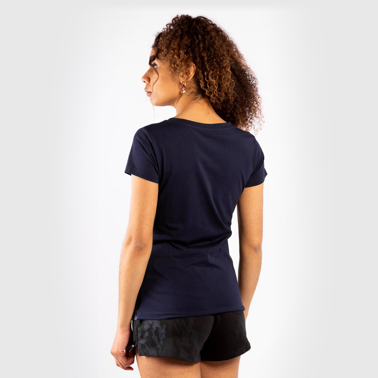 Camiseta De Algodón Manga Corta Para Mujer UFC Venum Authentic Fight Week - Azul Marino