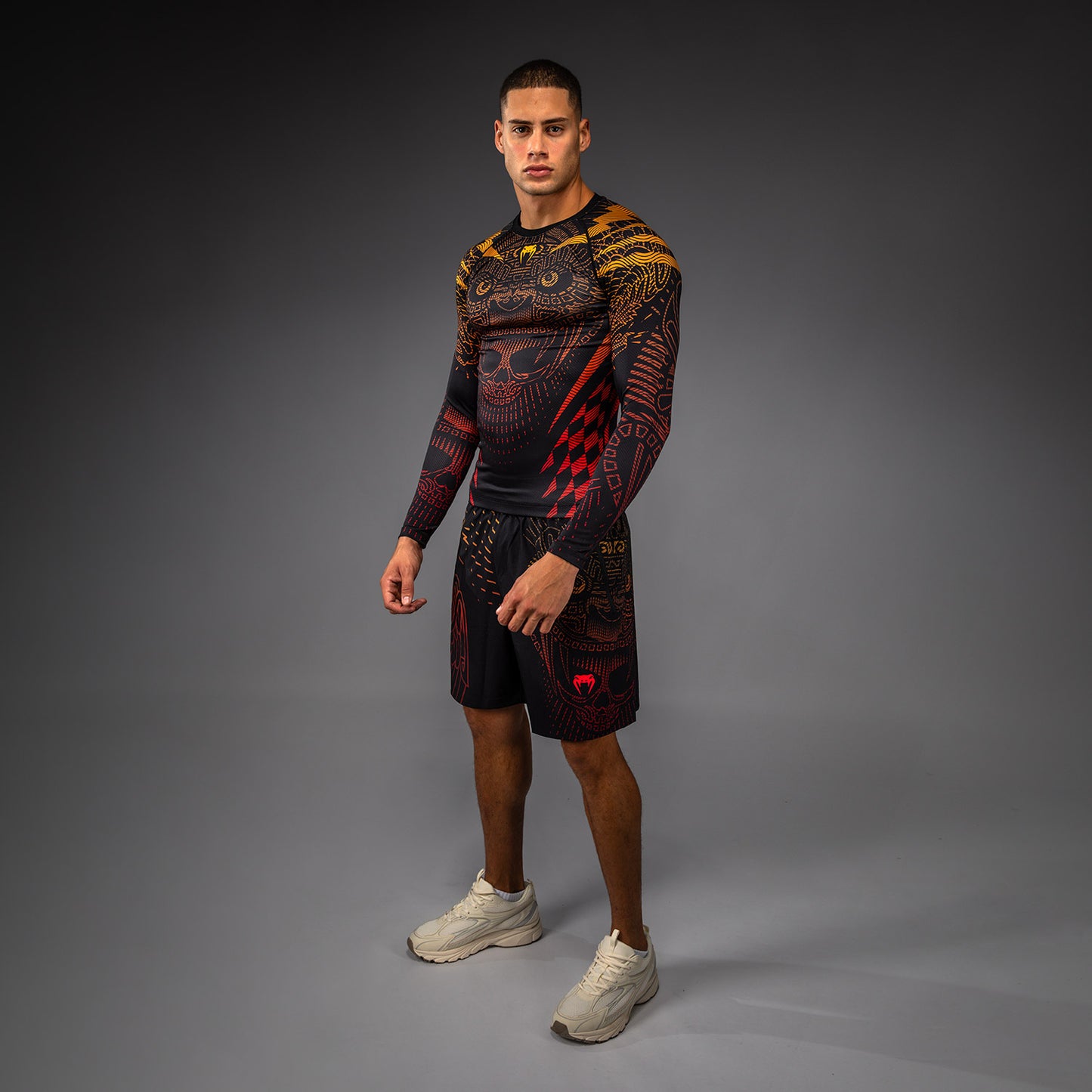 Venum Quetzal Fury Rashguard De Manga Larga - Negro/Fury Rojo/Mandarina