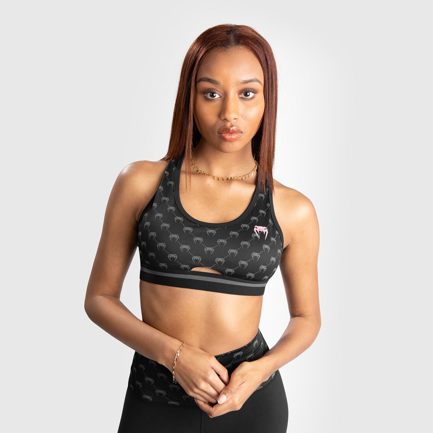 Sujetador Deportivo Venum Monogram – Negro/Oro Rosa
