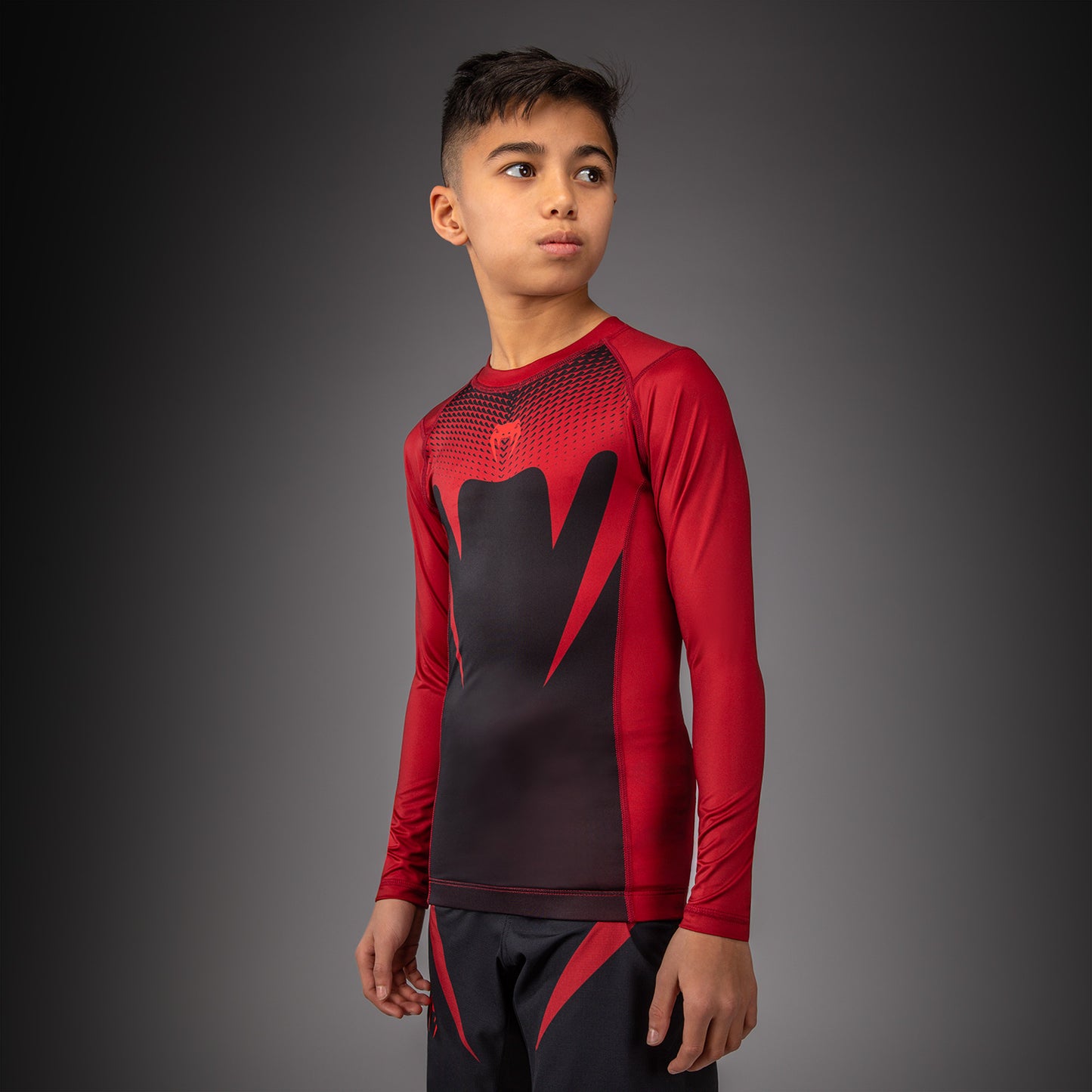 Venum Attack Rashguard de Manga Larga para Niño - Negro/Rojo