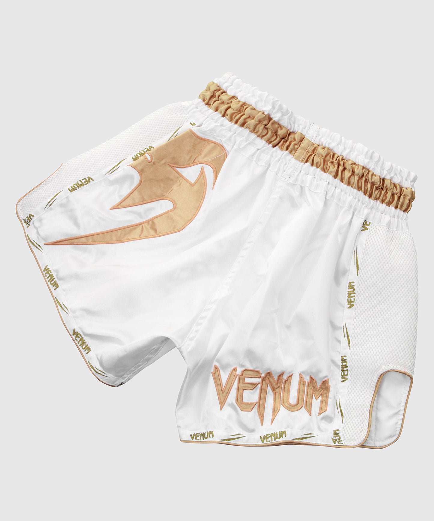 Pantalones Cortos de Muay Thai Venum Giant - Blanco/Oro