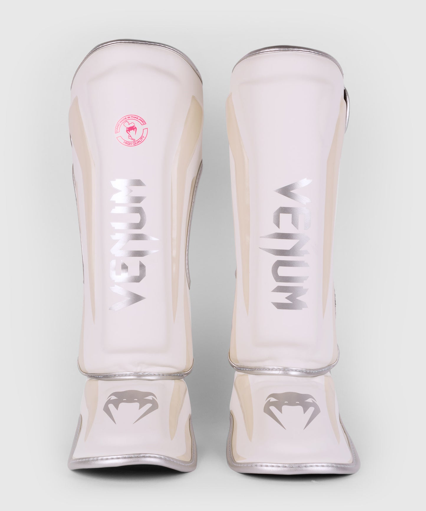 Espinilleras Venum Elite - Blanco/Plata-Rosa