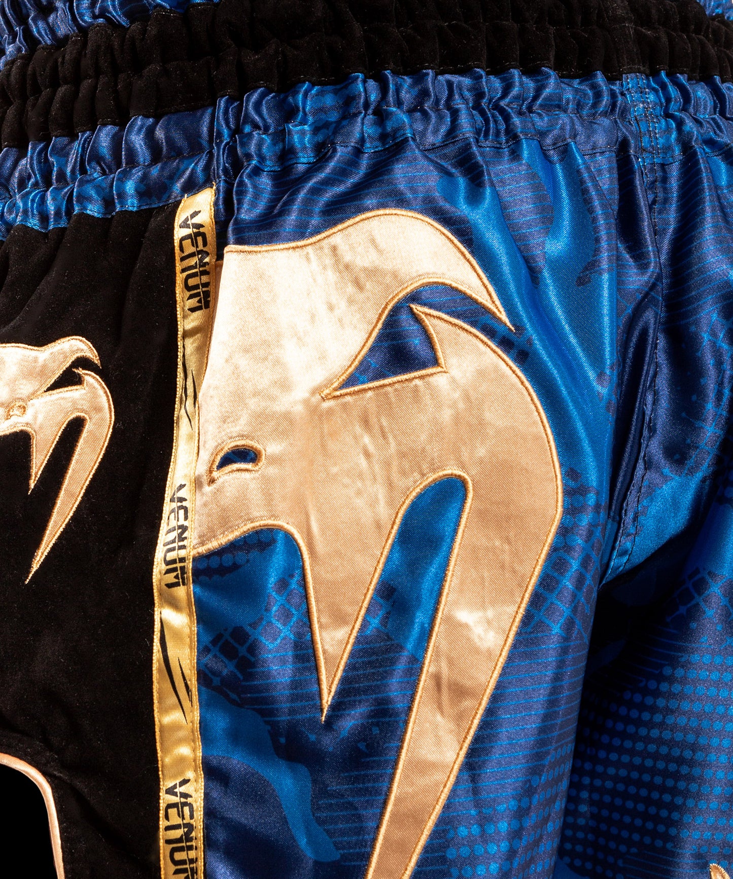 Pantalones de Muay Thai Venum Giant Camo - Azul/Oro