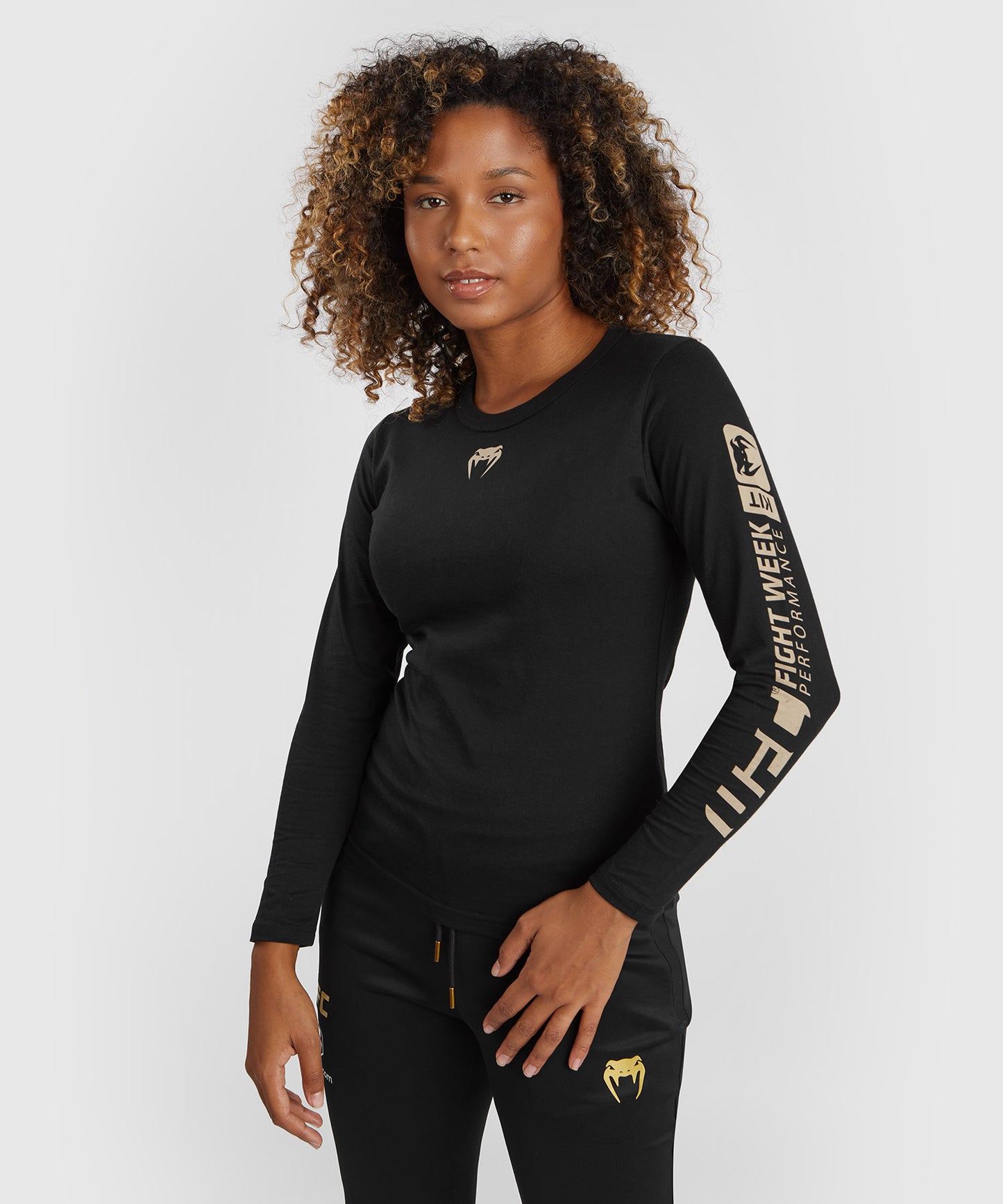 UFC Adrenaline by Venum Fight Week Camiseta de algodón de manga larga para Mujer - Negro