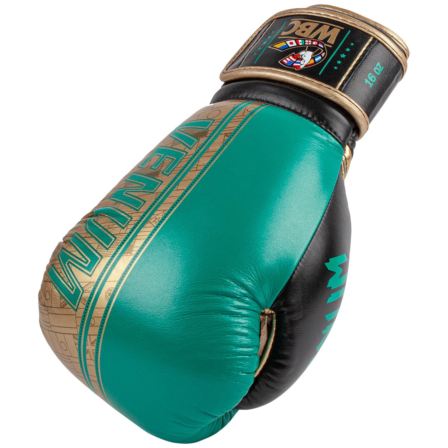 Guantes de Boxeo profesional Venum Shield - Edición limitada WBC - Velcro - Verde metálico/Oro