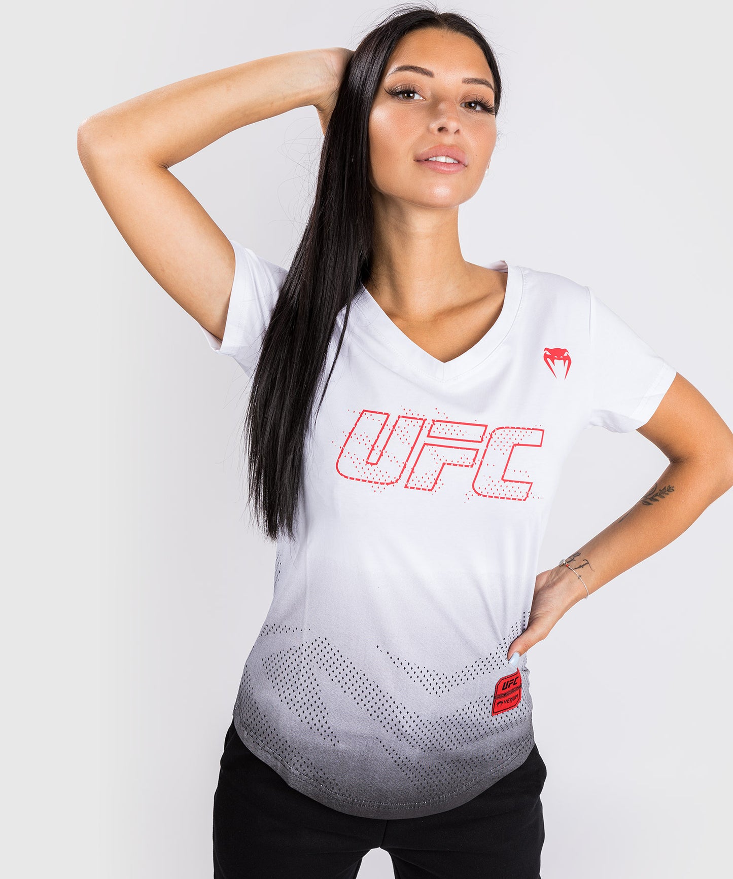Camiseta De Algodón Manga Corta Para Mujer UFC Venum Authentic Fight Week - Blanco