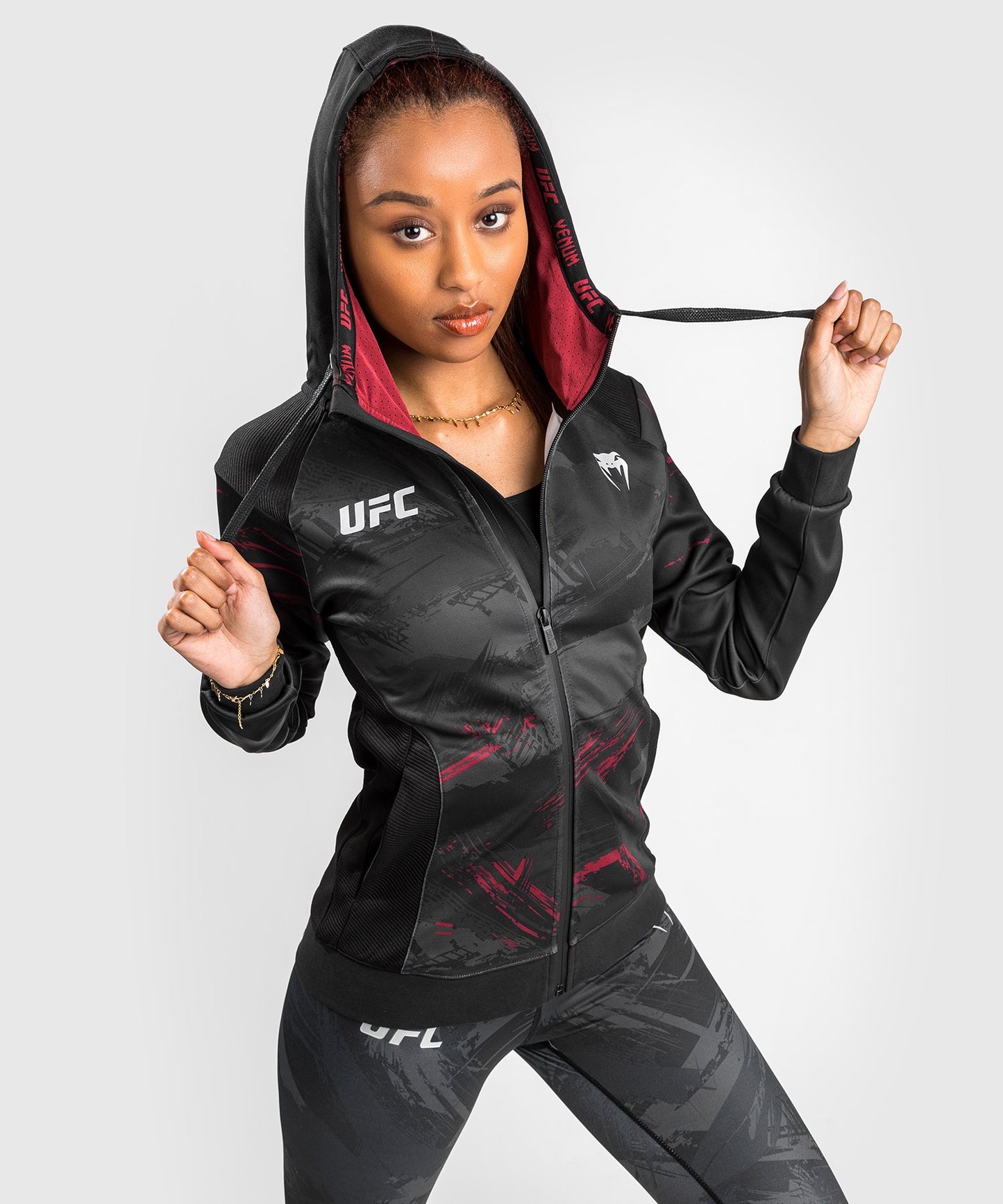 Sudadera con cremallera UFC Venum Authentic Fight Week 2.0 - Para mujer - Negro