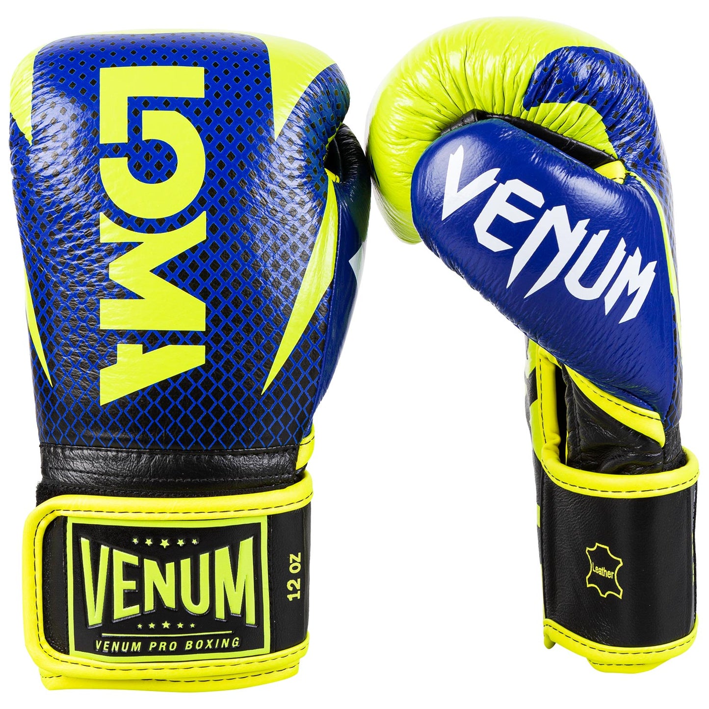 Guantes de boxeo profesional Venum Hammer Edición Loma - Velcro - Azul/amarillo