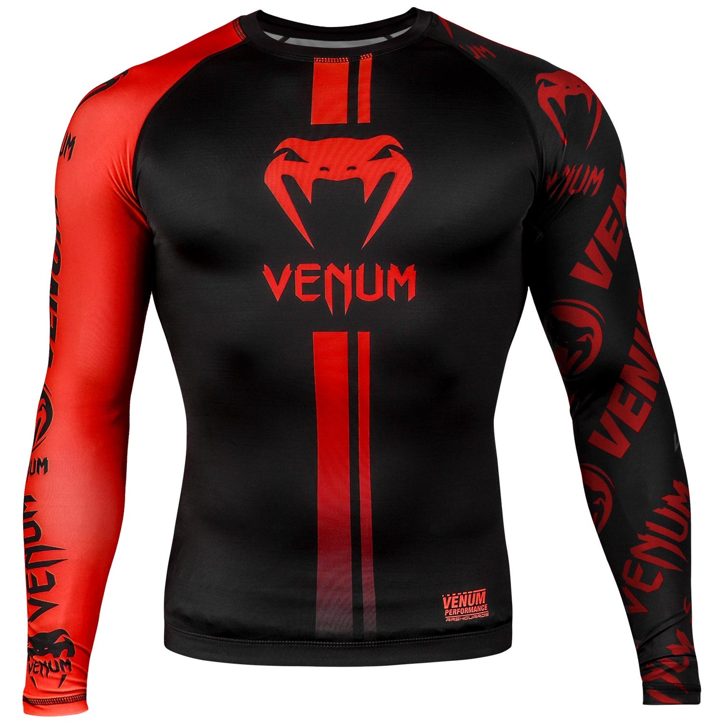 Rashguard Venum Logos - Mangas largas - Negro/Rojo