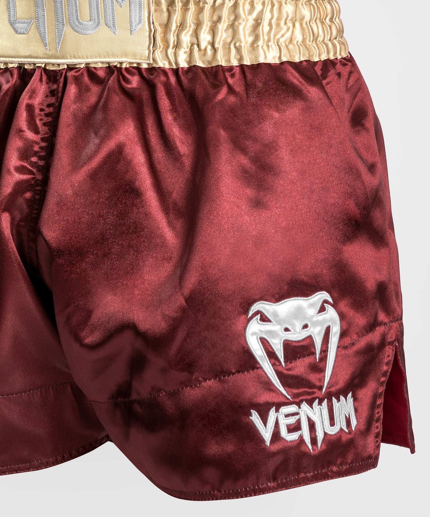 Venum Classic Pantalón Corto De Muay Thai - Borgoña/Dorado/Blanco Hombre/ Mujer, Pantalones Cortos De Muay Thai