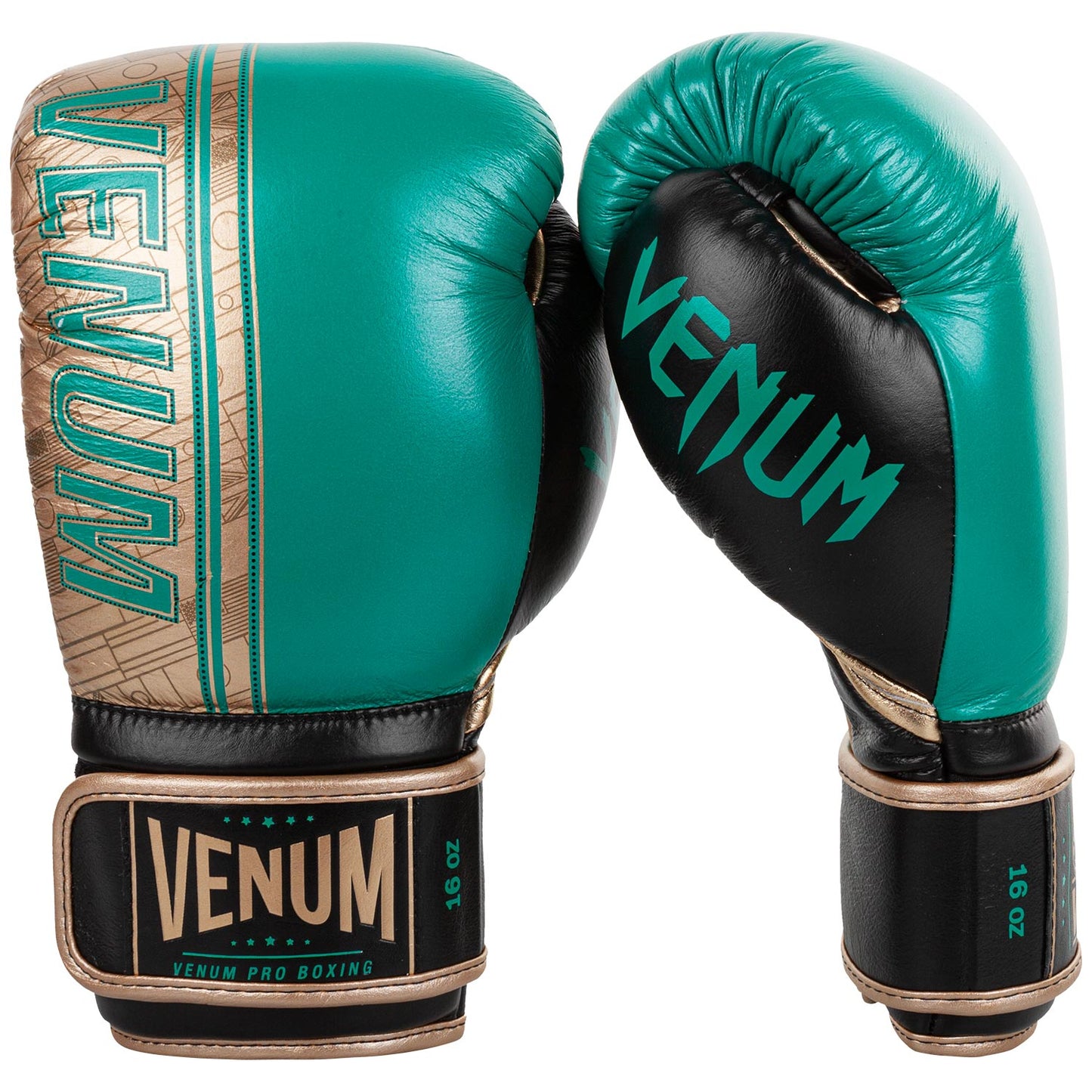 Guantes de Boxeo profesional Venum Shield - Edición limitada WBC - Velcro - Verde metálico/Oro