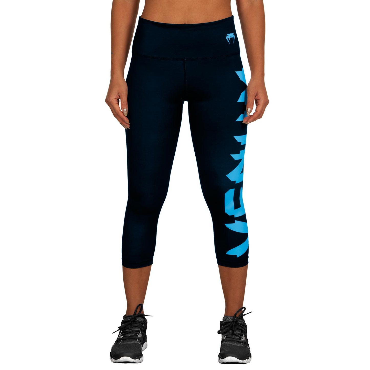 Leggins cortos Venum Giant - Negro/Cian